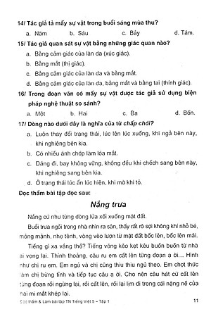Sách Đọc Thầm Và Làm Bài Tập Trắc Nghiệm Tiếng Việt Lớp 5 - Tập 1