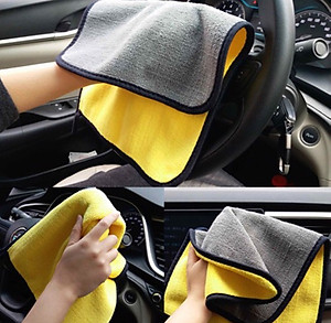 Combo 2 Khăn Lau Xe Ô Tô Siêu Thấm Size 30cm x 40cm, 2 Chiếc Khăn Lau Nội Thất Cho Xe, Khăn Lau Đa Năng Chất Liệu Microfiber - Hàng Chính Hãng
