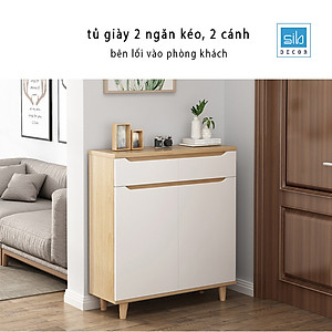 Tủ Gỗ Để Giày Thiết Kế Hiện Đại Với Hệ Chân Gỗ Tự Nhiên Thương Hiệu SIB Decor TG07