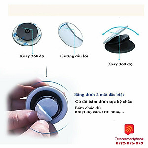 Gương cầu lồi gắn kính hậu ô tô xoay 360 xóa điểm mù