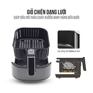 Nồi chiên không dầu Elmich AFE-3948, dung tích 3.5L, công suất 1500W, công nghệ chiên Rapid Air giúp chiên, rán thức ăn chín đều và ngon - Hàng chính hãng