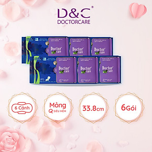 Combo 6 Băng vệ sinh ban đêm Doctor Care tinh chất thảo dược 33.8cm siêu thấm hút