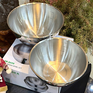 Bộ 2 bát tô trộn Inox cao cấp Arber AN-06VH (20cm và 24cm)