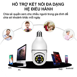 Camera Yoosee bóng đèn thế hệ mới 3.0MP - xoay 360 độ, xem đêm có màu, mẫu mới 2022 - Hàng Nhập Khẩu