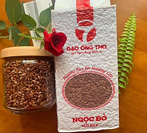 Combo 2 sản phẩm Gạo Ông Thọ - Lứt Ngọc Đỏ túi 1kg hút chân không cao cấp. Gạo sạch hữu cơ dinh dưỡng cho sức khỏe
