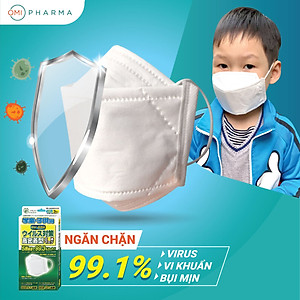 (Mua 3 tặng 1) Combo 3 hộp Khẩu trang trẻ em Virus Off - Ohki Nhật Bản thiết kế 3D ôm sát mặt NV-99A 3 miếng
