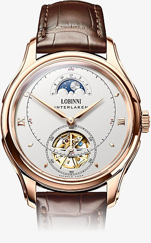 Đồng hồ nam chính hãng LOBINNI LB13023G-D1 hàng mới 100%,Kính sapphire ,chống xước,chống nước 50m,mặt trắng vỏ vàng hồng dây da nâu xịn, thép không gỉ 316L,Đồng hồ cơ (Automatic) bảo hành 24 tháng, Mới 100%,thiết kế đơn giản trẻ trung và sang trọng