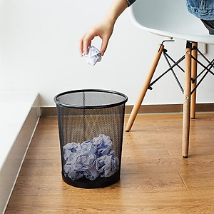 Thùng rác văn phòng lưới Deli - Sọt đựng rác - Màu đen - 28cm - 9188/E9190