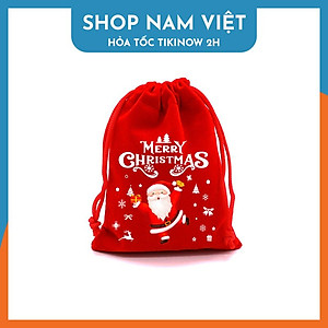 Túi Nhung Dây Rút Gói Quà Họa Tiết Giáng Sinh (Nhiều Kích Cỡ)