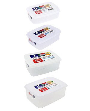 Bộ 04 hộp thực phẩm chữ nhật Nakaya (830ml + 1300ml + 2000ml + 3000ml) hàng nội địa Nhật Bản