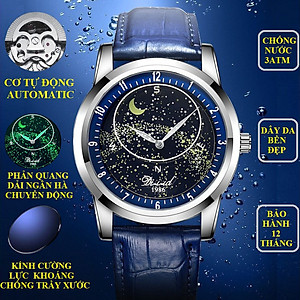 Đồng hồ cơ nam tự động DIZIZID Automatic chính hãng - Dây da cao cấp - Chống nước tốt - Thiết kế dải ngân hà dạ quang chuyển động độc đáo DZCTD99