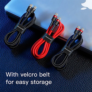 Dây cáp sạc nhanh Type-C dài 2M hiệu Baseus Cafule Type C to Type C PD truyền data tốc độ cao  cho Smartphone / Tablet / Macbook / Laptop Type C Samsung Huawei Oppo Xiaomi Vsmart (3A, 60W, Sạc nhanh PD, Sạc nhanh QC 4.0 Quick Charge) - Hàng nhập khẩu