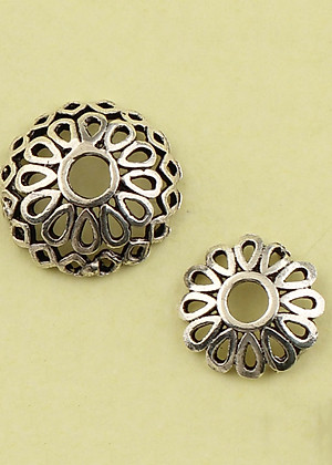 Combo 10 cái charm bạc chụp hạt, bọc hạt họa tiết hoa văn giọt nước - Ngọc Quý Gemstones