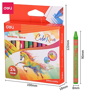 Bút sáp nến Deli - 12 màu/18 màu/24 màu - 1 hộp - EC20800/EC20810/EC20820
