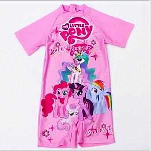 Bộ Đồ bơi trẻ em bộ liền thân cho bé gái từ 3-9 tuổi Pony Elsa, đồ bơi trẻ em ngắn tay ngựa Pony công chúa Elsa