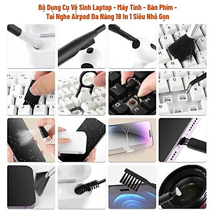 Bộ Dụng Cụ Vệ Sinh Tai Nghe, Bàn Phím, Máy Tính Đa Năng 7 Trong 1, Nhỏ Gọn, Tiện Lợi , Bộ Vệ Sinh Laptop Đa Năng 7 in 1 7in1 Cao Cấp Vệ Sinh Tai Nghe Điện Thoại, Màn Hình, Máy ảnh Nhựa Abs Cao Cấp Dùng Cho / Airpods / iPhone / iPad Quà - Hàng Nhập Khẩu 1