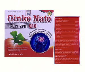 Viên uống bổ não Ginko nato coenzyme q10 - Hộp 100 viên - Giúp hoạt huyết, giảm xơ vữa động mạch, tăng