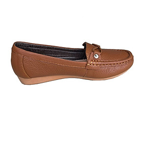 Giày lười nữ da bò đế bệt khóa ngang Trường Hải nhiều màu GM123V