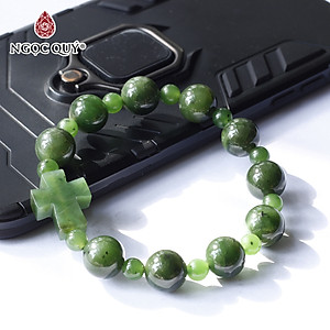 Vòng chuỗi mân côi thánh giá nam đá ngọc bích - Ngọc Quý Gemstones
