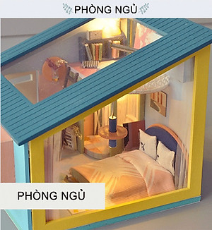 Mô hình nhà búp bê lắp ghép bằng gỗ Mẫu Biệt Thự 3 Tầng Sáng Tạo tặng kèm Cót Nhạc ,dụng cụ lắp ghép, keo silicon