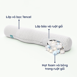 Gối Ôm Công Thái Học Ru9 Cao Cấp | Vỏ Bọc Tencel Thoáng Mát |Chống Xẹp | Thiết Kế Đặc Biệt | 20cm x 115cm