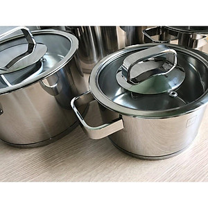 Bộ nồi và chảo chống dính vân đá inox 304 cao cấp Fivestar Plus 5 món nắp kính , tặng 1 vá canh