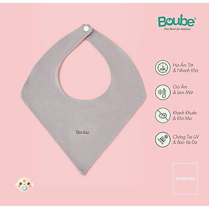 Khăn yếm tam giác đeo cổ có cúc bấm cho em bé sơ sinh, trẻ nhỏ Boube nhiều màu, vải sợi tre Bamboo thông minh, thoải mái
