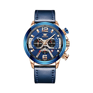 Đồng Hồ Nam Olevs 9915 Mạ Vàng Phong Cách Sang Trọng, Chạy Đủ 6 Kim, Dây Da, Có Dạ Quang và Lịch Ngày - Hàng Chính Hãng