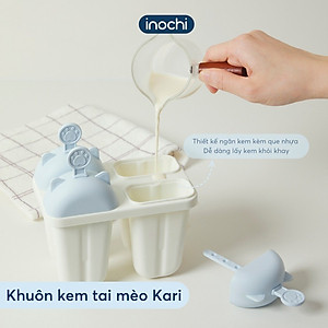 Khuôn Làm Kem Tai Thỏ/ Mèo Kari Sản Xuất Theo Tiêu Chuẩn Nhật Bản An Toàn Cho Sức Khỏe - Chính hãng Inochi ( Tặng kèm khăn lau PaKaSa) Giao màu ngẫu nhiên