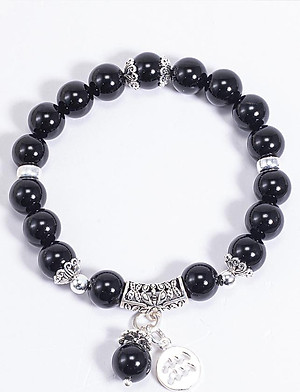 Vòng Tay Phong Thủy Đá Obsidian Phối Charm Cung Hoàng Đạo Bảo Bình (8mm) Mệnh Thủy, Mộc Ngọc Quý Gemstones