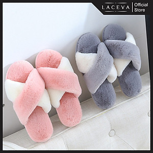 Dép Bông Đi Trong Nhà Đế Cao Su Đúc Cao Cấp LACEVA DP95
