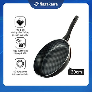 Chảo cạn đáy từ 5 lớp chống dính cao cấp Nagakawa - Dùng trên mọi loại bếp - Hàng chính hãng