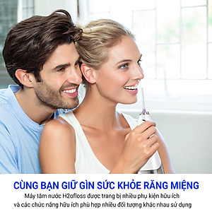 Máy Tăm Nước Cầm Tay H2OFloss HF-6 Sạch Răng Màu Trắng - Hàng Chính Hãng