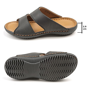 Dép nam hai quai ngang cao cấp da thật KEEDO TL01