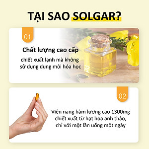 Viên uống điều hòa nội tiết tố nữ, nuôi dưỡng da Solgar Dầu Anh Thảo Evening Primrose Oil 1300 mg - NHẬP KHẨU USA