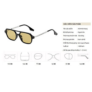 Kính Râm, Kính Mát Nam Nữ GM Dáng Vuông Nhỏ Mắt Vàng Xanh, Ombre Đen Gọng Trong Suốt - BLUE LIGHT