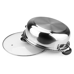 Nồi Lẩu Inox Nắp Kính Dùng Được Cho Mọi Loại Bếp Size 26cm, 28cm 