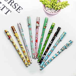 Combo 10 bút mực nước gel in hình hoạt hình chấm bi dải ngân hà nhiều màu khác nhau