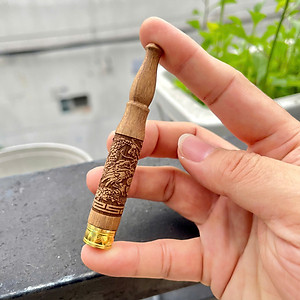 Tẩu Lọc Thuốc Bằng Gỗ Mun Khắc Rồng Phụng - TL016