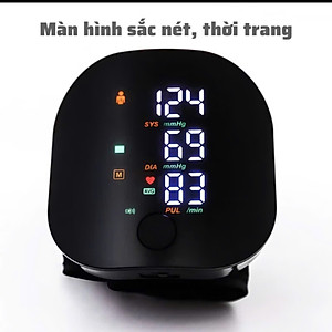 Máy Đo HyếtÁp Cổ Tay, Đo NhịpTim Hiện Đại Với Màn Hình LED, Giọng Nói Tiếng Việt , Sạc Pin Siêu Bền