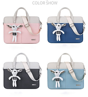 Túi chống sốc dành cho laptop macbook kèm gấu bông siêu cute đáng yêu