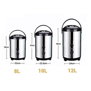 Bình Ủ Trà  Giữ Nhiệt Inox 304 Có Vòi Bấm Nước- Dung Tích 8-12 L - Hàng Loại 1- Chính Hãng MINIIN