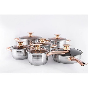 Bộ nồi Đức 6 món 12 chi tiết - Dùng cho mọi loại bếp điện, bếp từ, bếp ga - Hàng nhập khẩu