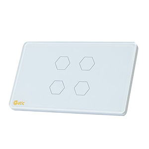 Công tắc thông minh HUNONIC DATIC 4 nút màu trắng - Điều khiển từ xa bằng điện thoại - Công nghệ 4.0