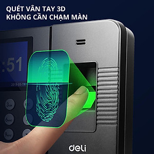 Máy chấm công quét vân tay Deli – màu đen - E3960