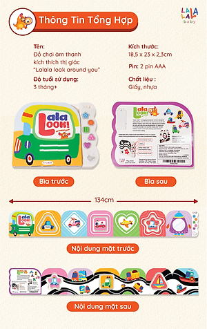 Sách âm thanh Lalalook đồ chơi kích thích thị giác não bộ phát triển cho bé sơ sinh Lalala baby