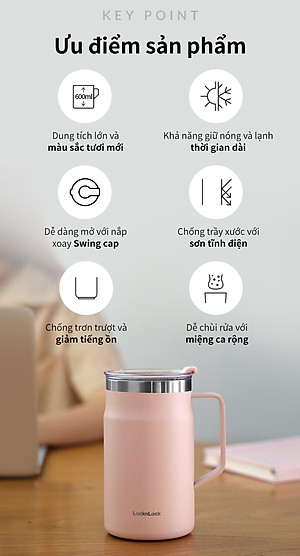 Ca nước giữ nhiệt LocknLock Metro Table Mug 600ml - LHC4282