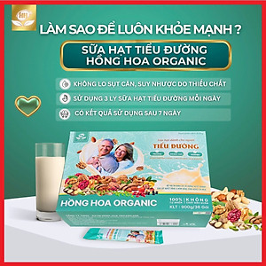 Sữa hạt dành cho người Tiểu Đường Hồng Hoa Organic 36gói/ 900g – Hỗ trợ kiểm soát Đường huyết, Hữu Cơ, Thuần chay, không hương liệu, không chất bảo quản