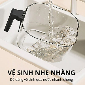 Nồi chiên không dầu thủy tinh Mishio MK373 - Dung tích 7 lít lòng nồi không bong tróc gỉ sét - Hàng chính hãng