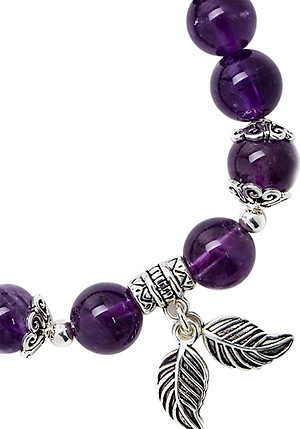 Vòng Tay Đá Thiên Nhiên Mix Charm Lá Bạc Size Hạt 8mm - Ngọc Quý Gemstones